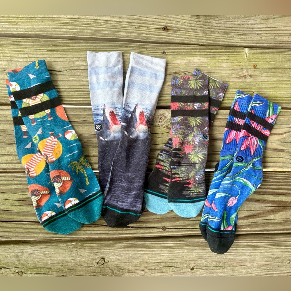 Stance Men's Vibrant Graphic Crew Socks - Teal, Gray, Blue